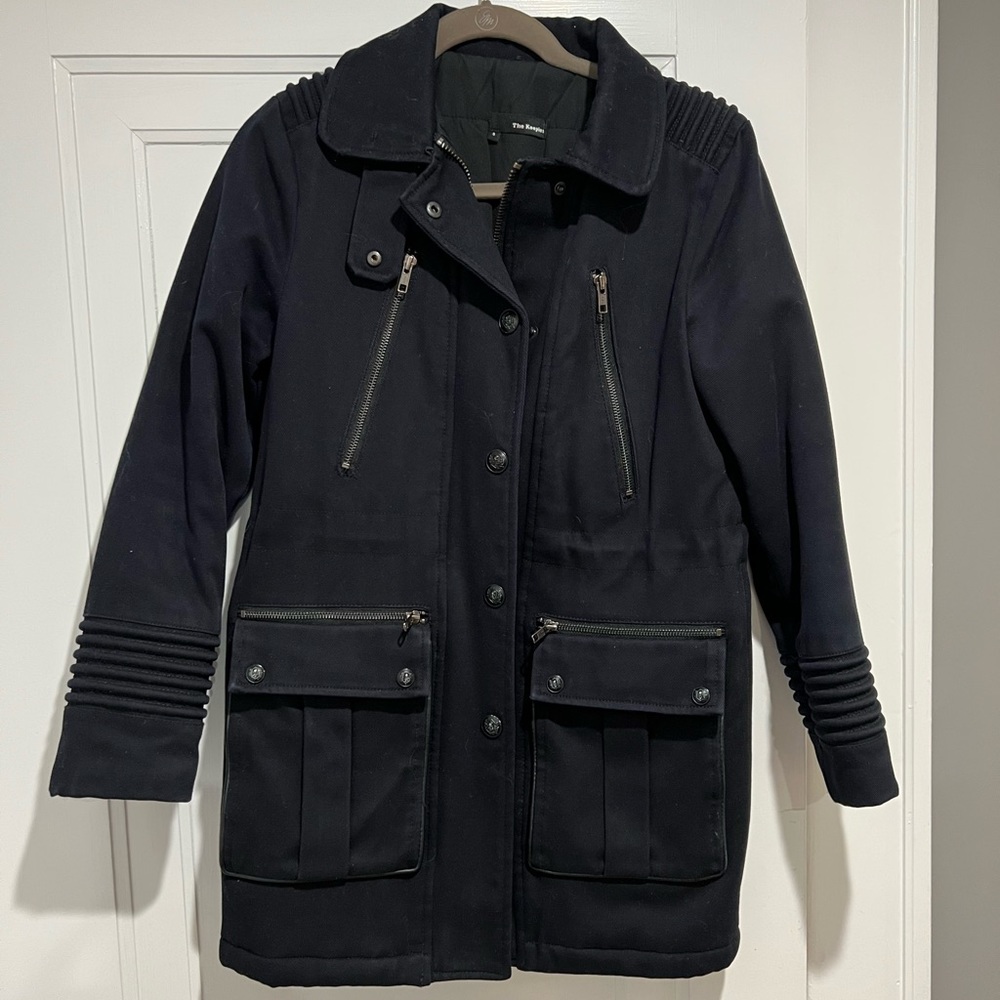 The Kooples navy coat, small. Purchased in Paris.